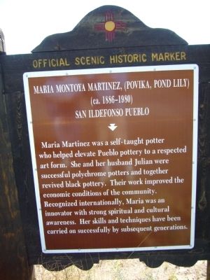 Maria Montoya Martinez, (Povika, Pond Lily) Marker. Click for full size. Maria Montoya Martinez, (Povika, Pond Lily) Marker image. Click for full size.