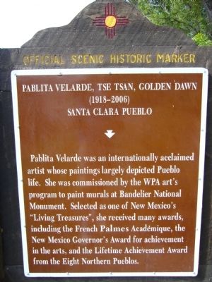 Pablita Velarde, Tse Tsan, Golden Dawn Marker image. Click for full size.