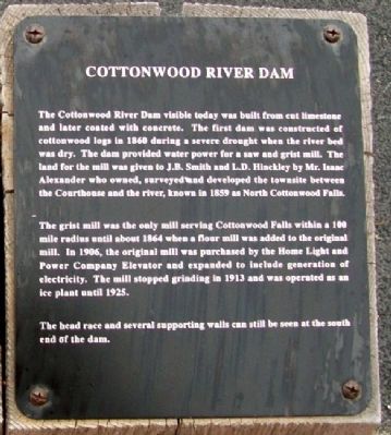 Cottonwood River Dam Marker. Click for full size. Cottonwood River Dam Marker image. Click for full size.