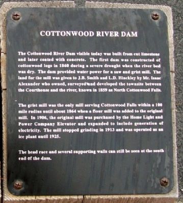 Cottonwood River Dam Marker image. Click for full size.