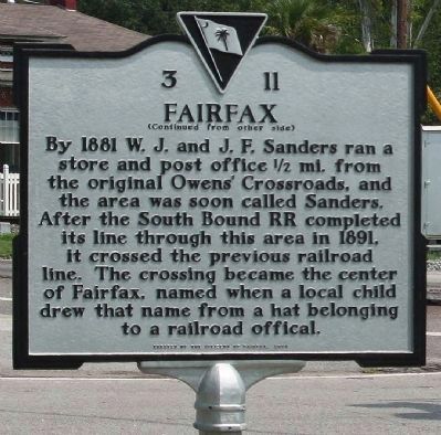 Fairfax Marker, reverse text image. Click for full size.
