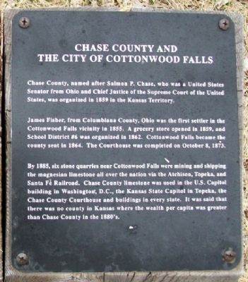 Chase County and the City of Cottonwood Falls Marker image. Click for full size.