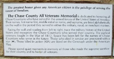 Chase County All Veterans Memorial Dedication. Click for full size. Chase County All Veterans Memorial Dedication image. Click for full size.