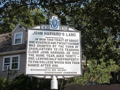 John Harvard's Land Marker. Click for full size. John Harvard's Land Marker image. Click for full size.