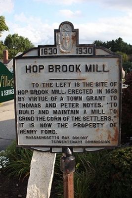 Hop Brook Mill Marker. Click for full size. Hop Brook Mill Marker image. Click for full size.