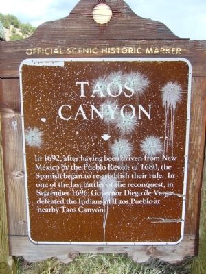Taos Canyon Marker. Click for full size. Taos Canyon Marker image. Click for full size.