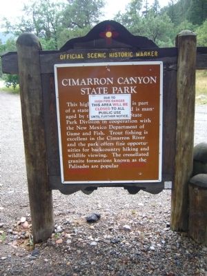 Cimarron Canyon State Park Marker. Click for full size. Cimarron Canyon State Park Marker image. Click for full size.