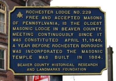 Rochester Lodge No. 229 Marker image. Click for full size.