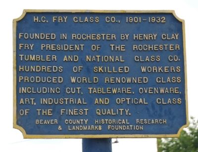 H.C. Fry Glass Co. Marker image. Click for full size.