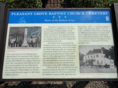 Pleasant Grove Baptist Church Cemetery Marker. Click for full size. Pleasant Grove Baptist Church Cemetery Marker image. Click for full size.