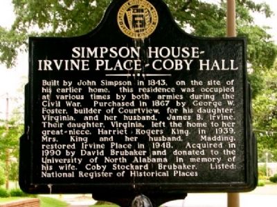 Simpson House~Irvine Place~Coby Hall Marker image. Click for full size.
