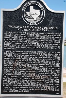 World War II Coastal Defenses at the Aransas Pass Marker image. Click for full size.