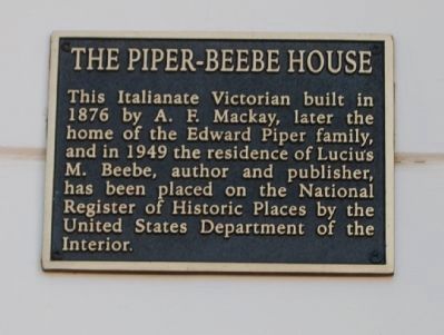The Piper - Beebe House Marker. Click for full size. The Piper - Beebe House Marker image. Click for full size.