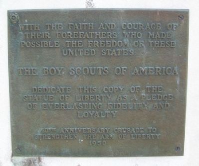 Replica of the Statue of Liberty Marker. Click for full size. Replica of the Statue of Liberty Marker image. Click for full size.