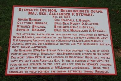 Stewart's Division. Breckinridge's Corps. Marker image. Click for full size.