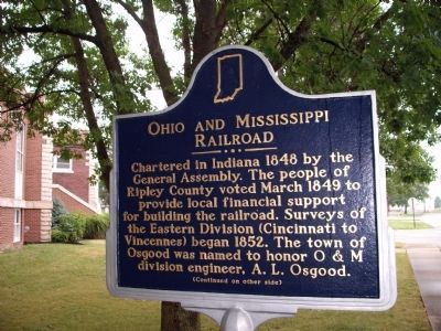 Side 'One' - - Ohio and Mississippi Railroad Marker. Click for full size. Side 'One' - - Ohio and Mississippi Railroad Marker image. Click for full size.