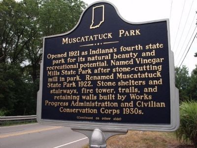 Muscatatuck Park Marker (side 1) image. Click for full size.