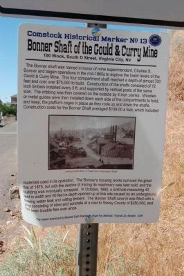 Bonner Shaft of the Gould & Curry Mine Marker image. Click for full size.
