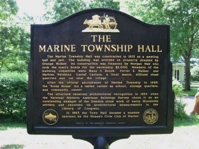 The Marine Township Hall Marker. Click for full size. The Marine Township Hall Marker image. Click for full size.