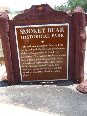 Smokey Bear Historical Park Marker image. Click for full size.