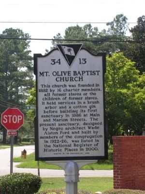 Mt. Olive Baptist Church Marker image. Click for full size.