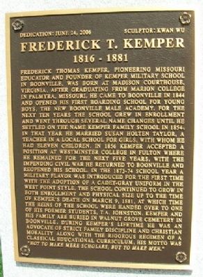 Frederick T. Kemper Marker. Click for full size. Frederick T. Kemper Marker image. Click for full size.