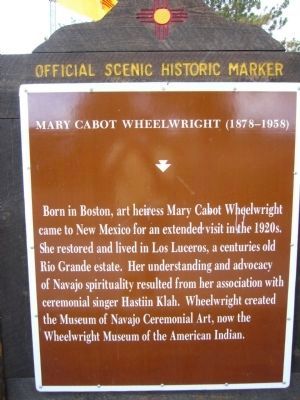 Mary Cabot Wheelwright Marker. Click for full size. Mary Cabot Wheelwright Marker image. Click for full size.