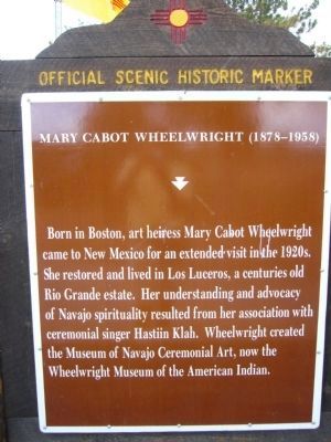Mary Cabot Wheelwright Marker image. Click for full size.