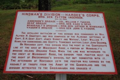 Hindman's Division - Hardee's Corps. Marker image. Click for full size.