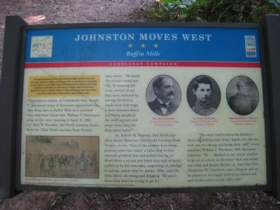 Johnston Moves West - Ruffin Mills Marker image. Click for full size.