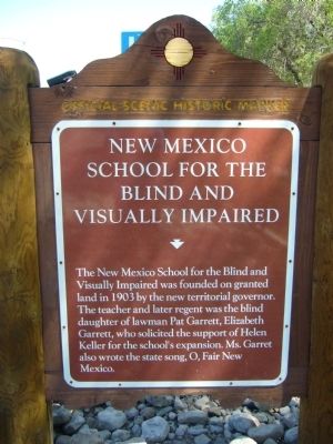 New Mexico School for the Blind and Visually Impaired Marker. Click for full size. New Mexico School for the Blind and Visually Impaired Marker image. Click for full size.