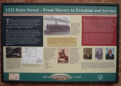 1323 Duke Street – From Slavery to Freedom and Service Marker. Click for full size. 1323 Duke Street – From Slavery to Freedom and Service Marker image. Click for full size.