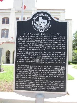 Tyler County Courthouse Marker. Click for full size. Tyler County Courthouse Marker image. Click for full size.