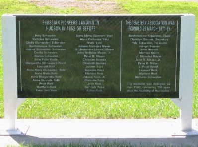 Back of German Settlement Marker image. Click for full size.