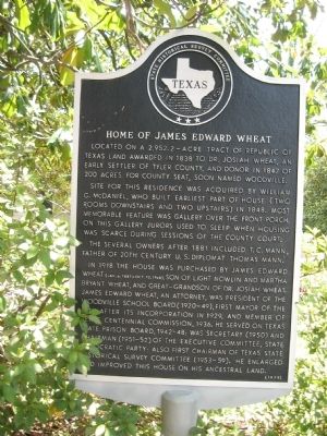 Home of James Edward Wheat Marker. Click for full size. Home of James Edward Wheat Marker image. Click for full size.
