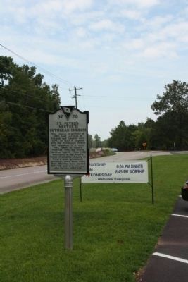 St. Peter's (Meetze's) Lutheran Church Marker, seen looking north along St. Peter's Church Road image. Click for full size.