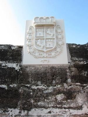 Reconstructed Spanish Coat of Arms at Entrance to Fort image. Click for full size.