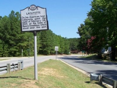 Lafayette Marker, looking north along Falls Road (NC 43/48) image. Click for full size.