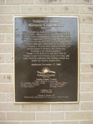 Volusia County Historic Courthouse Marker image. Click for full size.