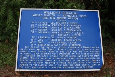 Willich's Brigade. Marker. Click for full size. Willich's Brigade. Marker image. Click for full size.