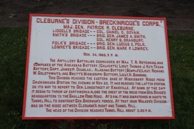 Cleburne's Division - Breckinridge's Corps. Marker image. Click for full size.
