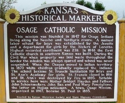 Osage Catholic Mission Marker image. Click for full size.