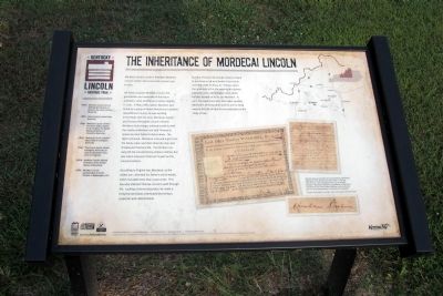 The Inheritance of Mordecai Lincoln Marker. Click for full size. The Inheritance of Mordecai Lincoln Marker image. Click for full size.