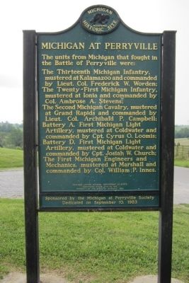 Michigan at Perryville Marker (side 2) image. Click for full size.