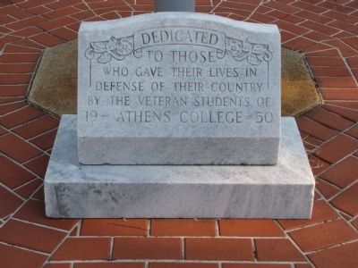 Athens College Veteran's Memorial Marker image. Click for full size.