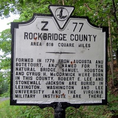 Rockbridge County Marker (reverse). Click for full size. Rockbridge County Marker (reverse) image. Click for full size.