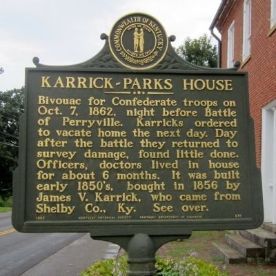 Karrick-Parks House Marker (obverse) image. Click for full size.