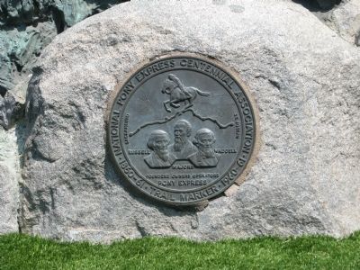 National Pony Express Centennial Association Trail Marker. Click for full size. National Pony Express Centennial Association Trail Marker image. Click for full size.