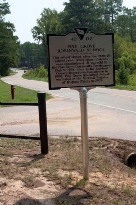 Pine Grove Rosenwald School and Marker, looking south along Piney Woods Road (State Road 40-674) image. Click for full size.