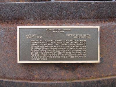 Hydro Electric Turbine Marker. Click for full size. Hydro Electric Turbine Marker image. Click for full size.